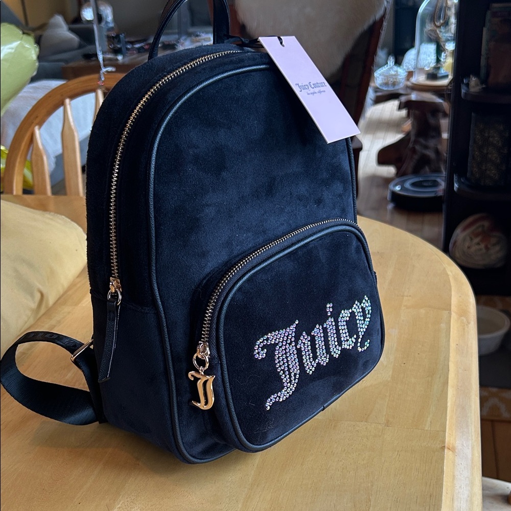 Juicy Couture Black Backpack with Sparkling Logo